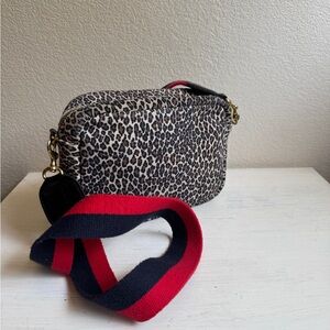 Clare V Midi Sac Leopard Suede with Crossbody Strap